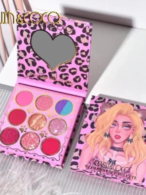 PALETA DE SOMBRAS KEVIN & COCO 9 COLORES ANIMAL PRINT PINK