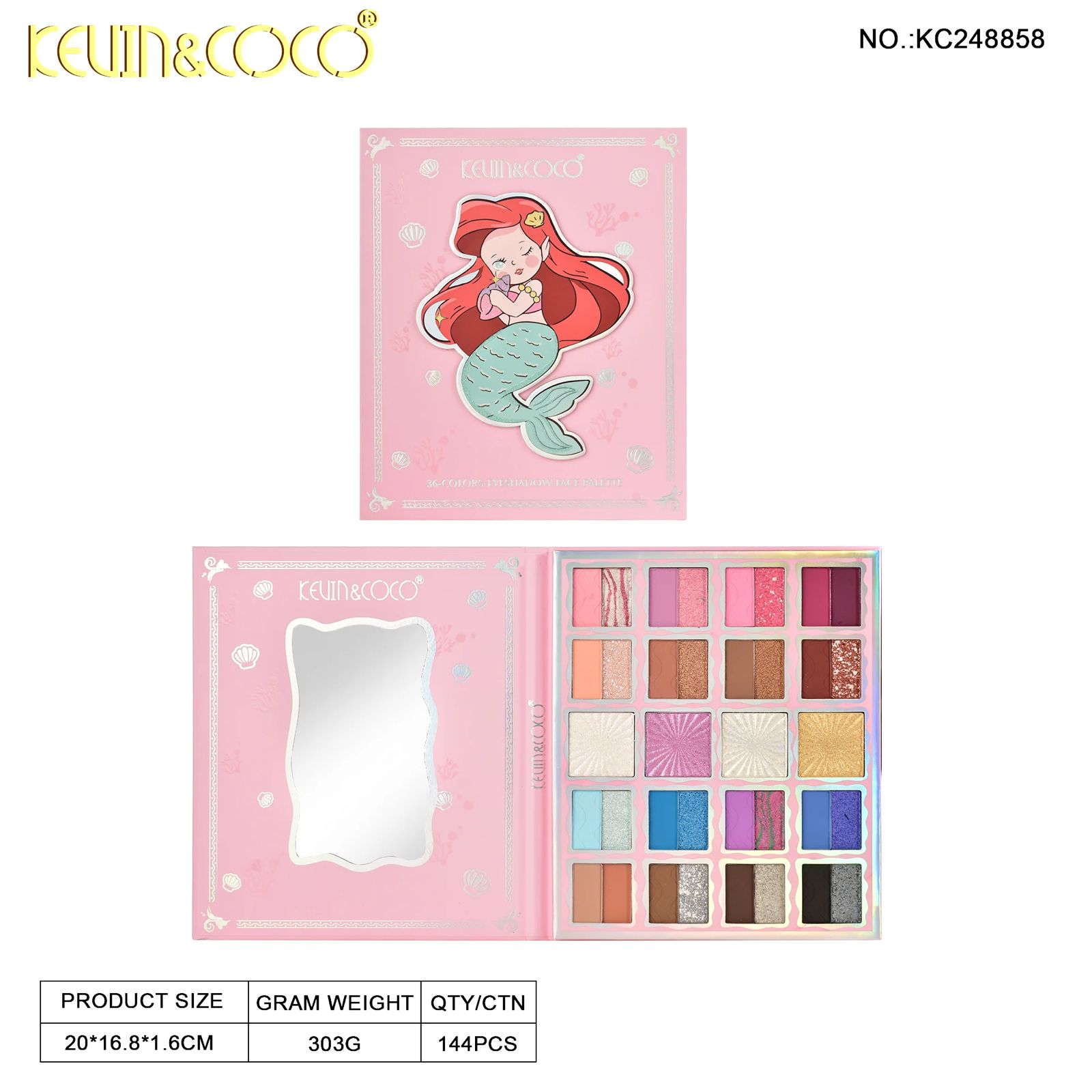 PALETA DE SOMBRAS KEVIN & COCO 36 COLORES SIRENA