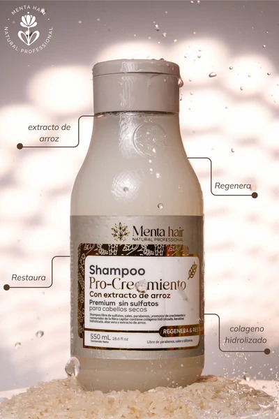 SHAMPOO PRO-CRECIMIENTO CON EXTRACTO DE ARROZ X550ML