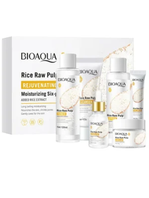 KIT FACIAL RICE RAW PULP REJUVENATING BIOAQUA 6 PIEZAS