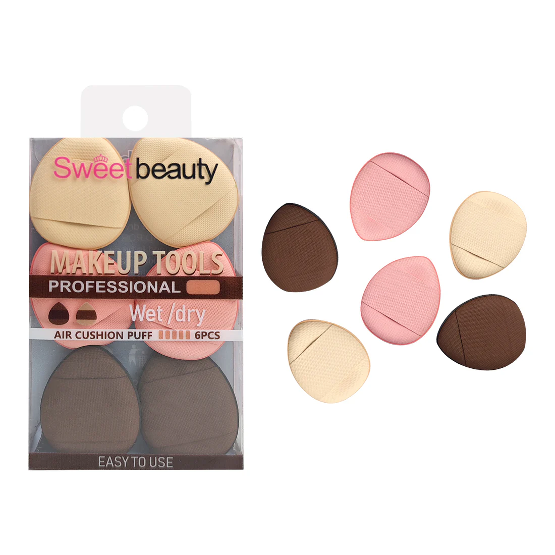 SET BORLAS AIR CUSHION MAKEUP TOOLS SWEET BEAUTY X6