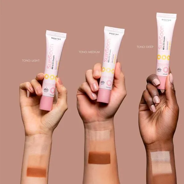 SUNSOON BB & CC CREAM SPF 50+ CON PIGMENTO ADAPTATIVO MONTOC