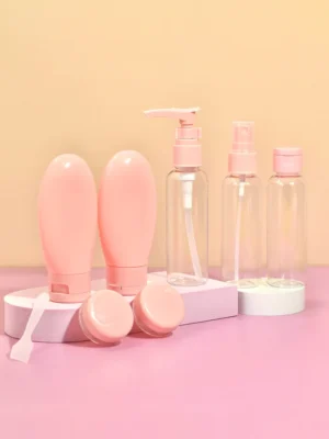 KIT DE VIAJE PARA SKINCARE Y MAQUILLAJE X7 PIEZAS PRÁCTICO Y PORTÁTIL