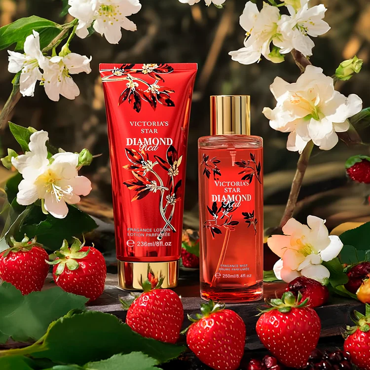 KIT DE REGALO SPLASH + CREMA CORPORAL VICTORIA'S STAR ROJO
