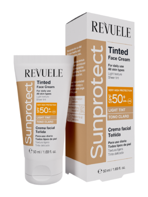 CREMA FACIAL CON COLOR REVUELE SUNPROTECT LIGHT TINT SPF 50 PROTECCIÓN Y TONO NATURAL