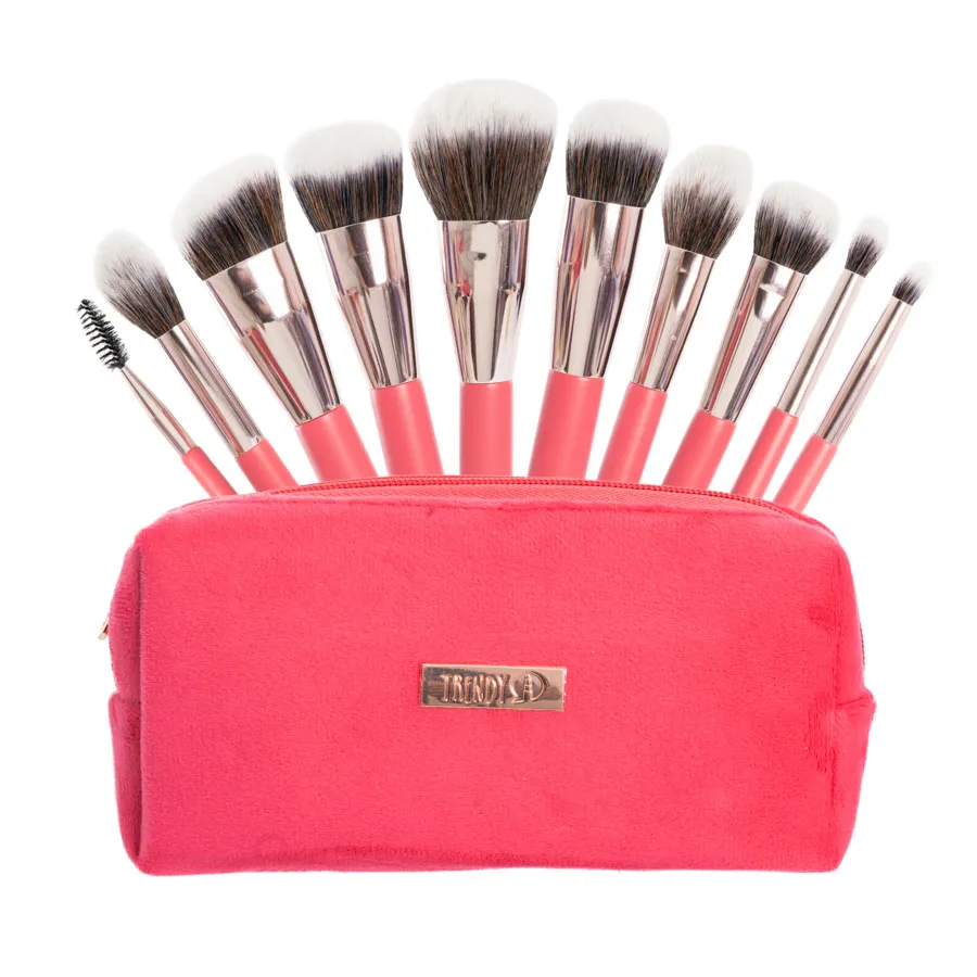 KIT DE BROCHAS X10 ROSA TERCIOPELO STN-BRT2287 TRENDY